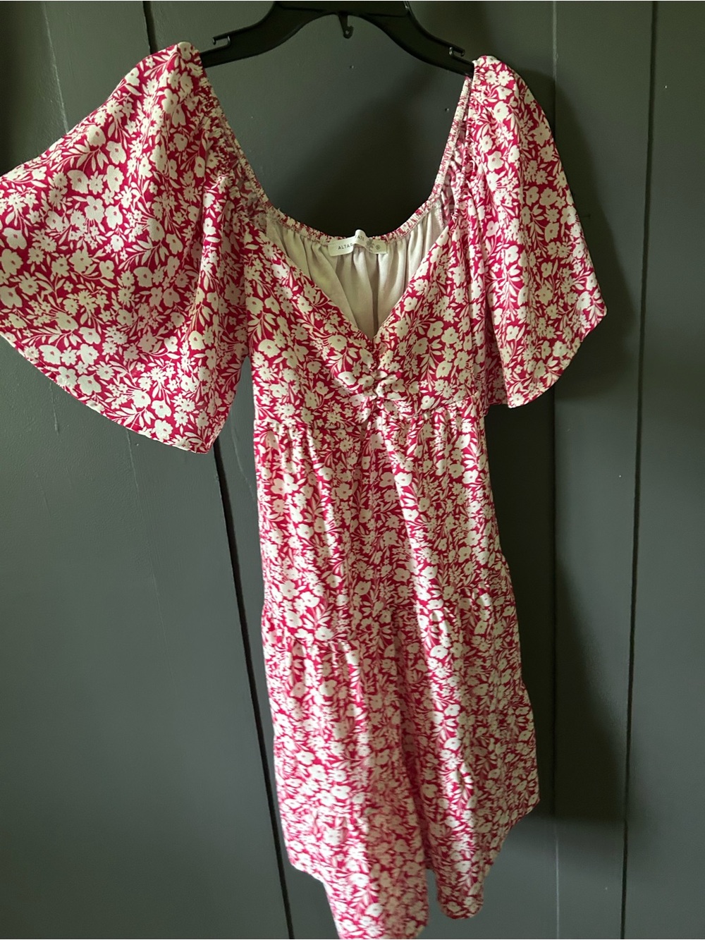 Alternative Pink and White Floral V-Neck Dress